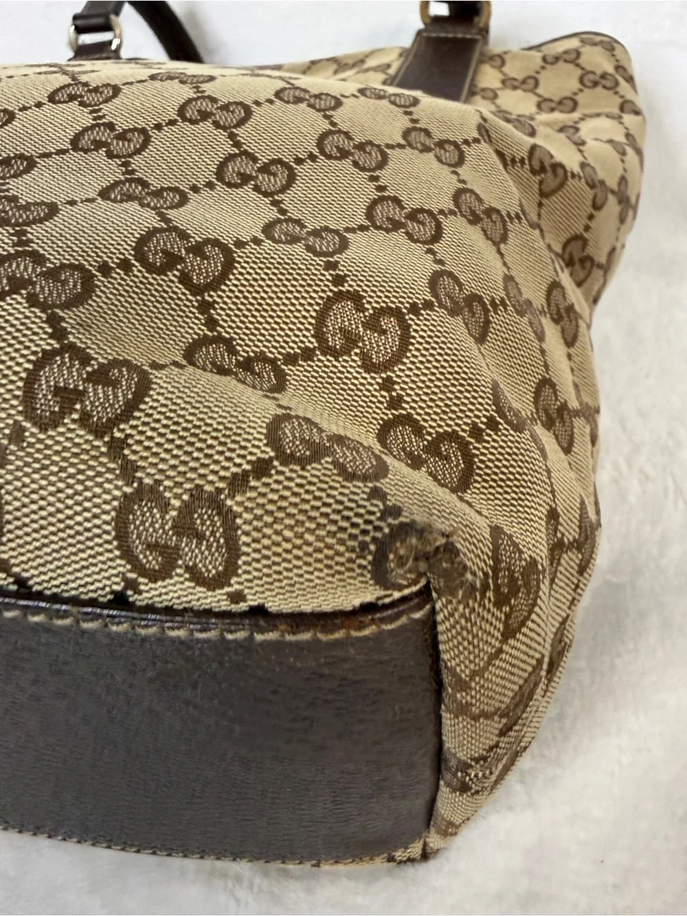 Gucci Beige and Dark Brown GG Canvas Tote